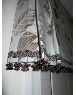 Sample of fabric // Board mounted VALANCE printed floral design blue brown tones trim new Custom