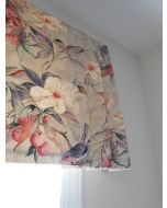 Sample of fabric // Board mounted Valance printed fabric floral birds design multicolor custom NEW