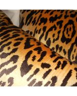 Brunschwig & Fils Pillows cut Velvet Fabric Leopard velvet Gold Brown dark brown velvet back side custom new PAIR