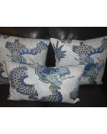Vilber fabrics Throw pillows Oriental dragon blue white colors Chinoiserie printed cotton new custom set of 3
