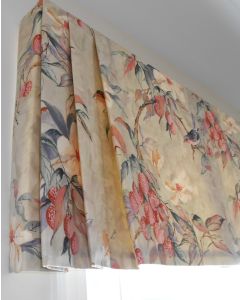 Board mounted Valance printed fabric floral birds design multicolor custom made New