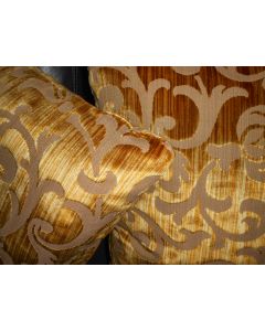 Lee Jofa pillows Cut Velvet fabric LOVEDEN STRIE gold bronze Swirls custom new PAIR