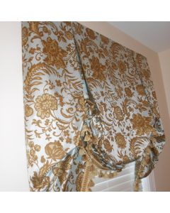 London Shade Robert Allen silk fabric floral print Blue Beige Brown new Board mounted stationary type shade