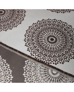 Robert Allen upholstery fabric SOL pattern woven dark brown medallions 