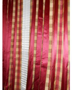 Sample of fabric // Beacon Hill Custom drapes Silk fabric VOIRON watermelon red gold stripe new PAIR