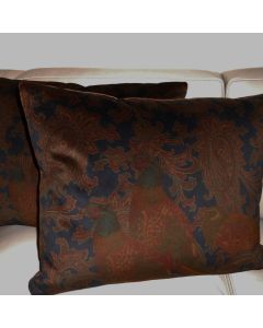 RALPH LAUREN pillows HUNTING MANOR PAISLEY printed cotton velvet dark INK PAIR