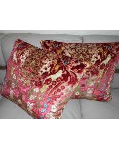 Luigi Bevilacqua pillows FRESIE silk cotton cut velvet fabric multicolor Red Golden Ivory custom new Pair