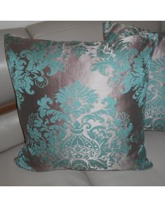 Clarence House pillows KUMAR woven damask fabric in Violette Aqua tones custom new PAIR Set #2