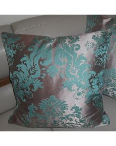 Clarence House pillows KUMAR woven damask fabric in Violette Aqua tones custom new PAIR Set #1B