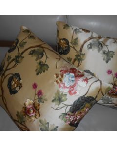 Old World Weavers // Scalamandre decorative pillows Villa Balbianello embroidered silk Coral Gold Green custom new PAIR