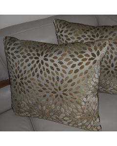 Schumacher decorative pillows KIKU SILK VELVET cut velvet fabric Aqua Cocoa new custom PAIR