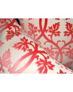 Throw pillow covers designer cut velvet fabric scroll leaves salmon beige PAIR
