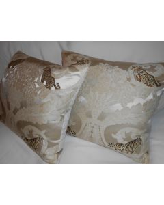 Rubelli fabric pillows SANDOKAN Brocaded damask in Avorio custom new PAIR